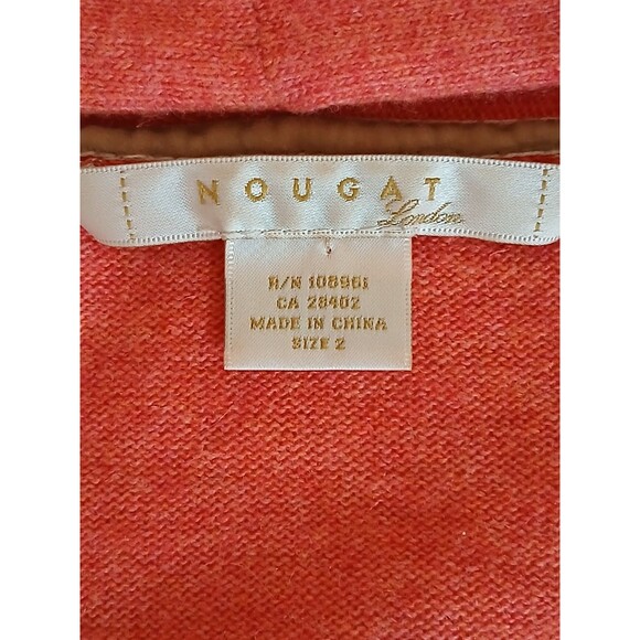 Nougat Womens London Orange Ruched Cropped Shrunken Sweater Lambswool Blend Sz 2 - Picture 15 of 16